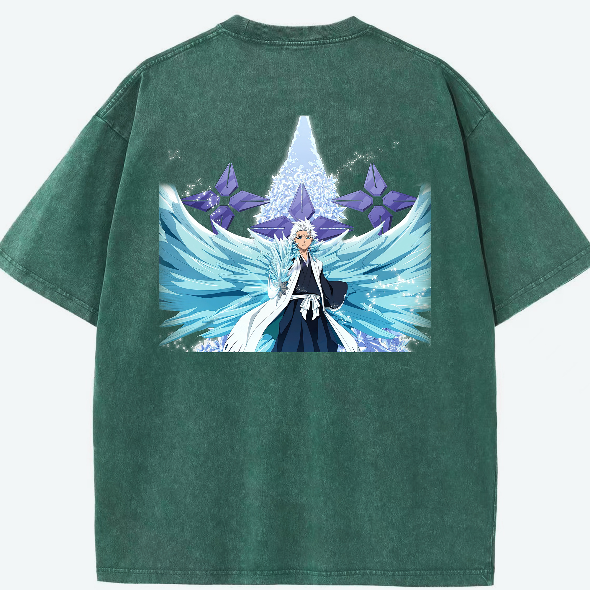 （画像用） ブリーチ 日番谷冬獅郎（ひつがや とうしろう） BLEACH Hitsugaya Toushirou 綿100% ヴィンテージ風 半袖Tシャツ（背面プリント）